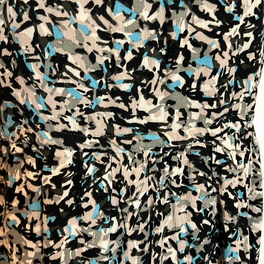 NWT Loft Dress Large Petite LP black blue abstract career business casual soft - Picture 8 of 16